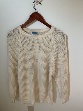 Partners Mervyns Womens Size Large Chunky Knit Sweater Cream Vintage Crewneck